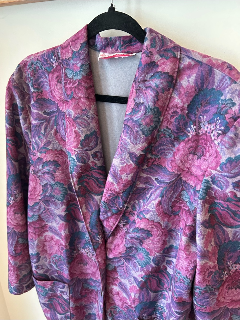 Vintage Functionals Collection Floral Tapestry Blazer Purple Pink Boho Chic XL - Picture 6 of 12